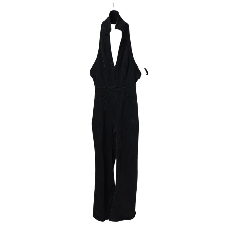Free People We The Free Cruz Washed Black Denim Halter Neck Jumpsuit Womens XS